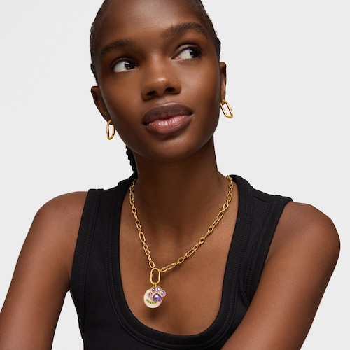 Paw-print Pendant with 18kt gold plating over silver and amethyst Medallions