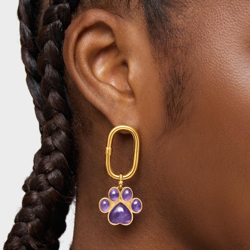 Paw-print Pendant with 18kt gold plating over silver and amethyst Medallions