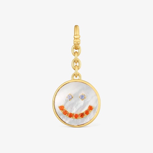 Colgante smile con ba&ntilde;o de oro de 18&nbsp;kt sobre plata, n&aacute;car y gemas 15&nbsp;mm Medallions