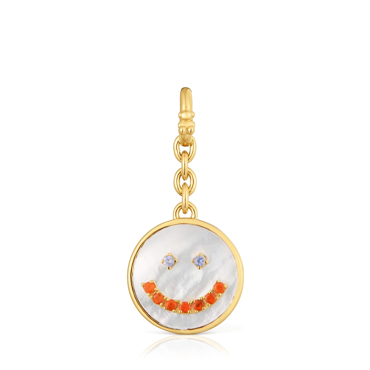 Tous - Colgante Smile Con Baño De Oro De 18 Kt Sobre Plata, Nácar Y Gemas 15 Mm Medallions - Naranja