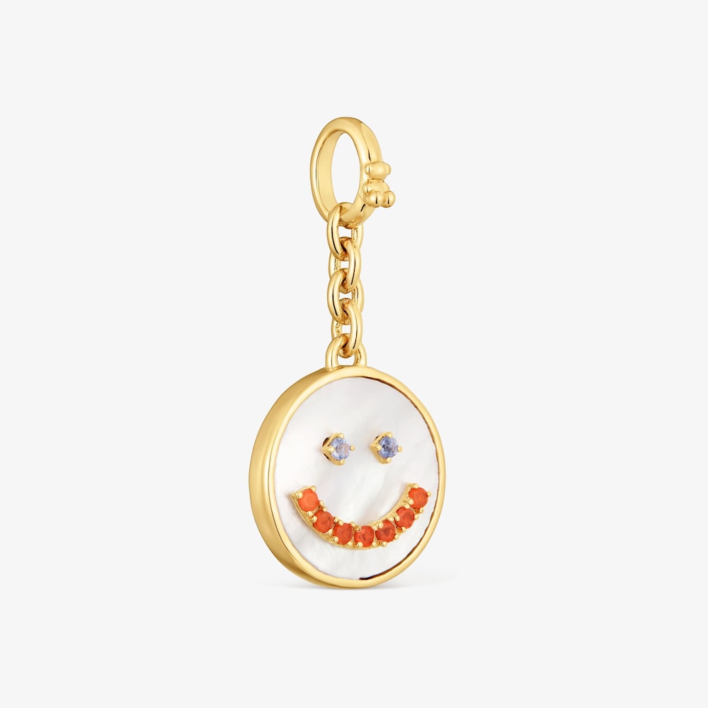 Colgante smile con ba&ntilde;o de oro de 18&nbsp;kt sobre plata, n&aacute;car y gemas 15&nbsp;mm Medallions