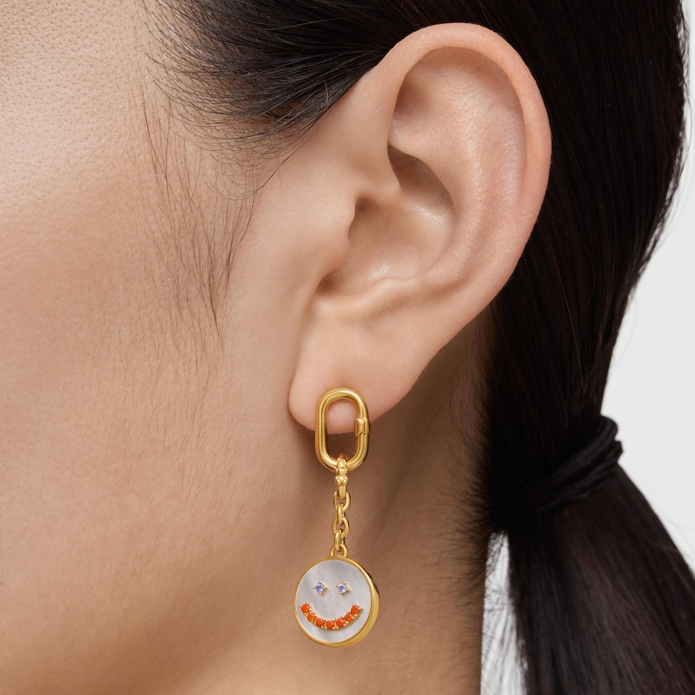 Colgante smile con ba&ntilde;o de oro de 18&nbsp;kt sobre plata, n&aacute;car y gemas 15&nbsp;mm Medallions