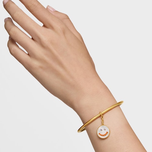 Colgante smile con baño de oro de 18 kt sobre plata, nácar y gemas 15 mm Medallions