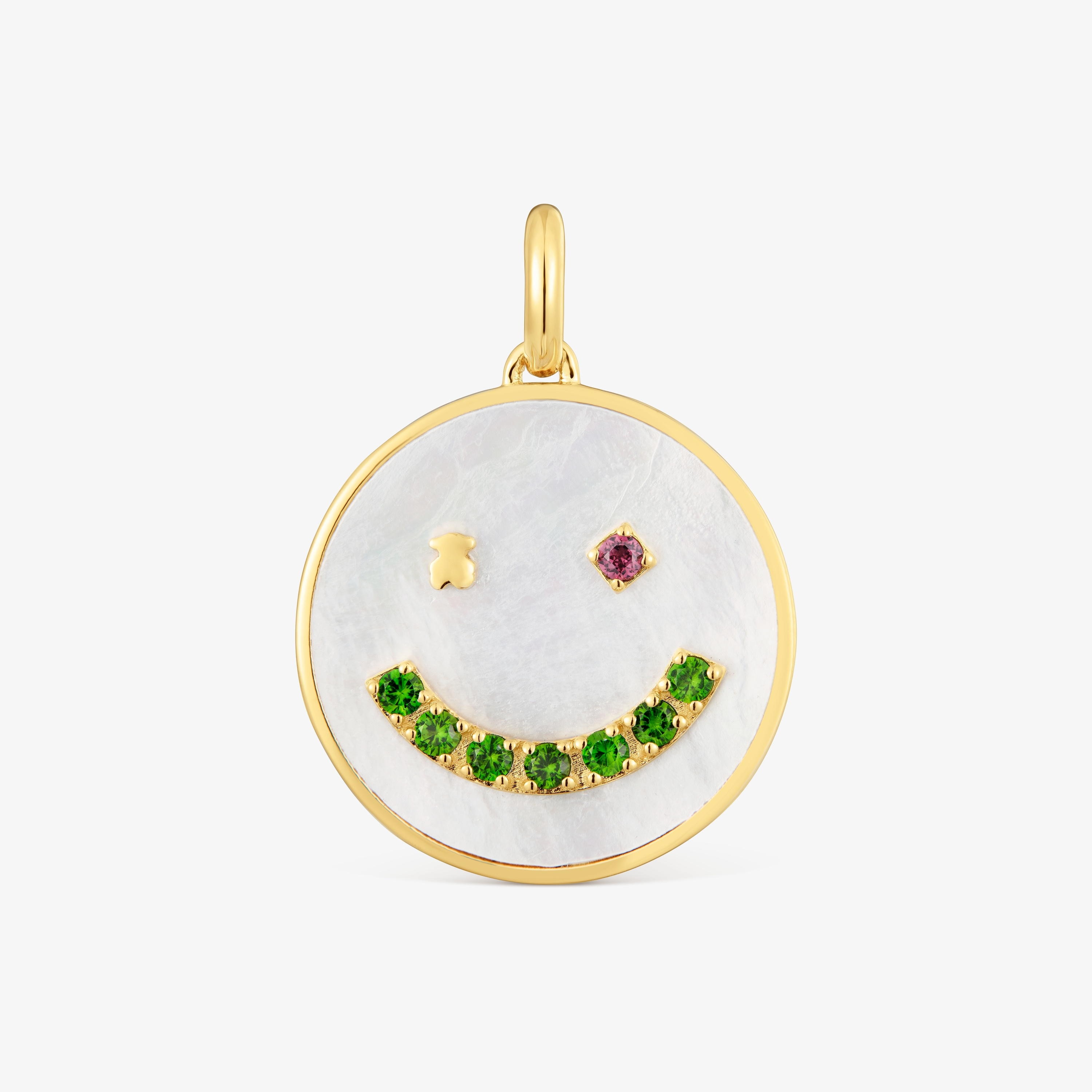 アクセサリー smile Smile Pendant with 18K gold vermeil, mother-of-pearl and 22 mm