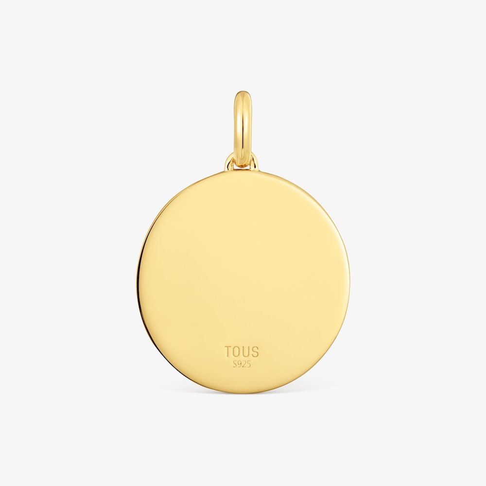 Colgante smile con ba&ntilde;o de oro de 18&nbsp;kt sobre plata, n&aacute;car y gemas 22&nbsp;mm Medallions