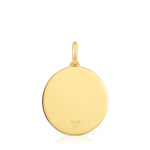 Colgante smile con ba&ntilde;o de oro de 18&nbsp;kt sobre plata, n&aacute;car y gemas 22&nbsp;mm Medallions