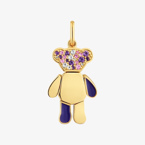 Pingente urso com banho de ouro de 18&nbsp;K sobre prata e ametistas Teddy Bear