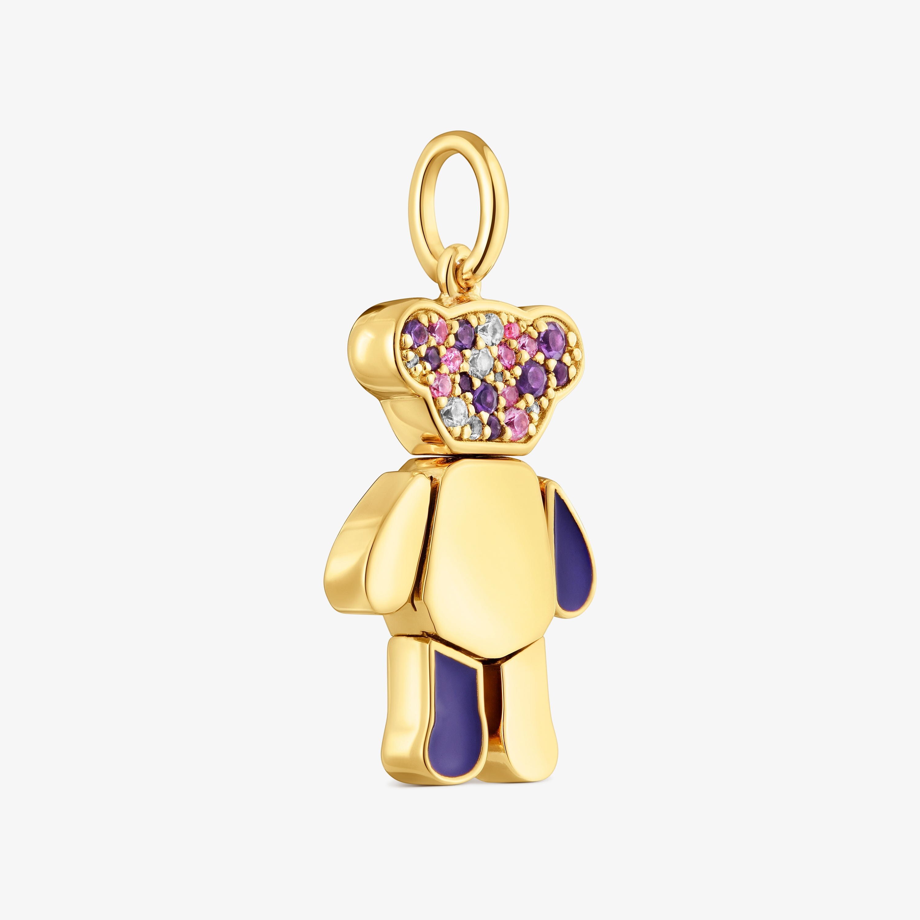 Bear Pendant with 18K gold vermeil and amethysts Teddy Bear