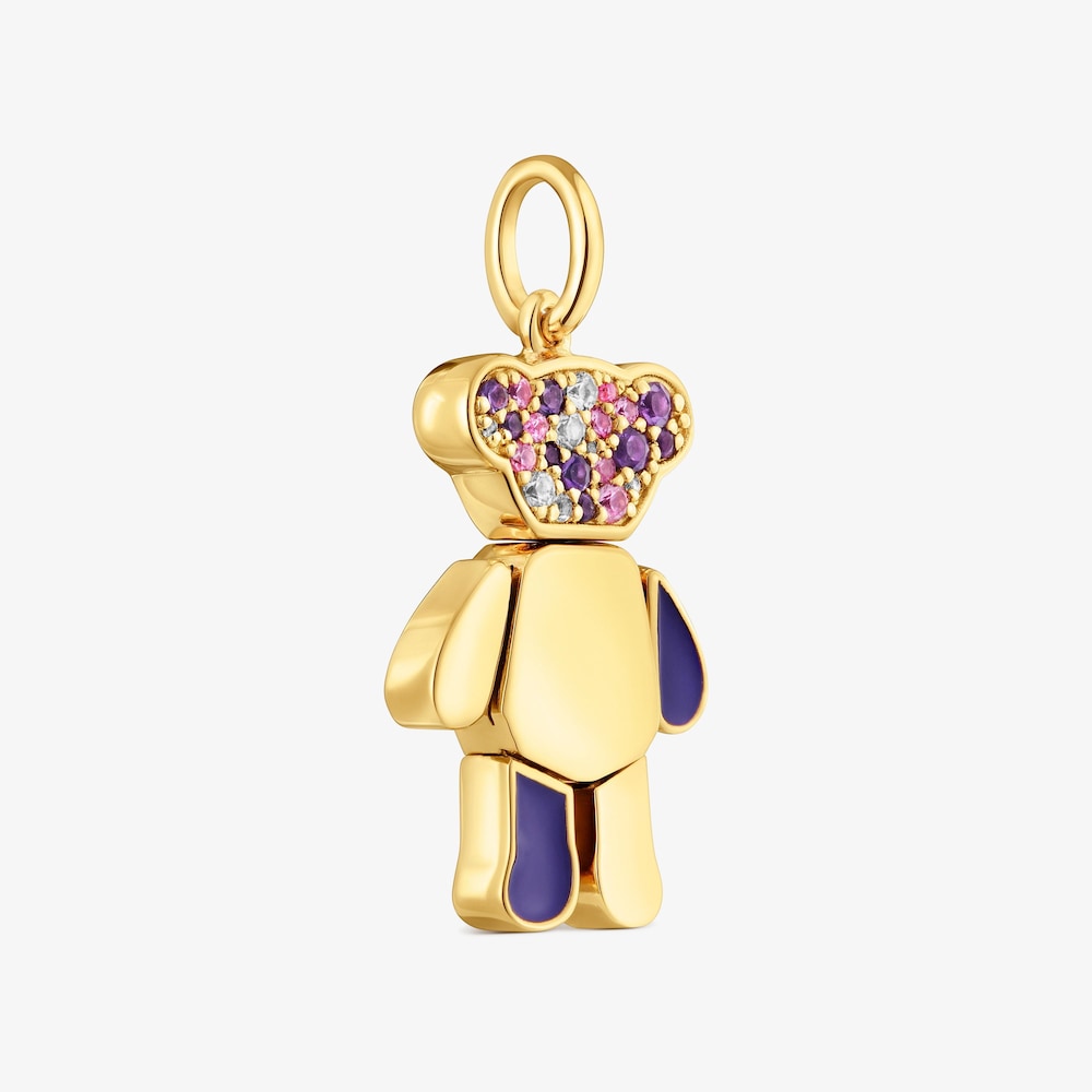 Pr&iacute;vesok medved&iacute;ka s&nbsp;18&nbsp;kt pozl&aacute;ten&iacute;m na striebre a&nbsp;ametystami Teddy Bear