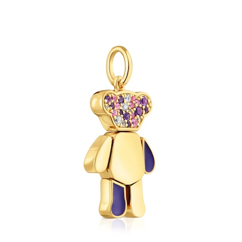 Colgante oso con baño de oro 18 kt sobre plata y amatistas Teddy Bear