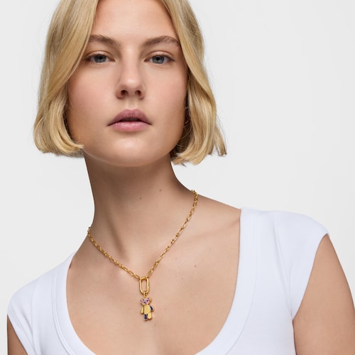 Colgante oso con baño de oro 18 kt sobre plata y amatistas Teddy Bear