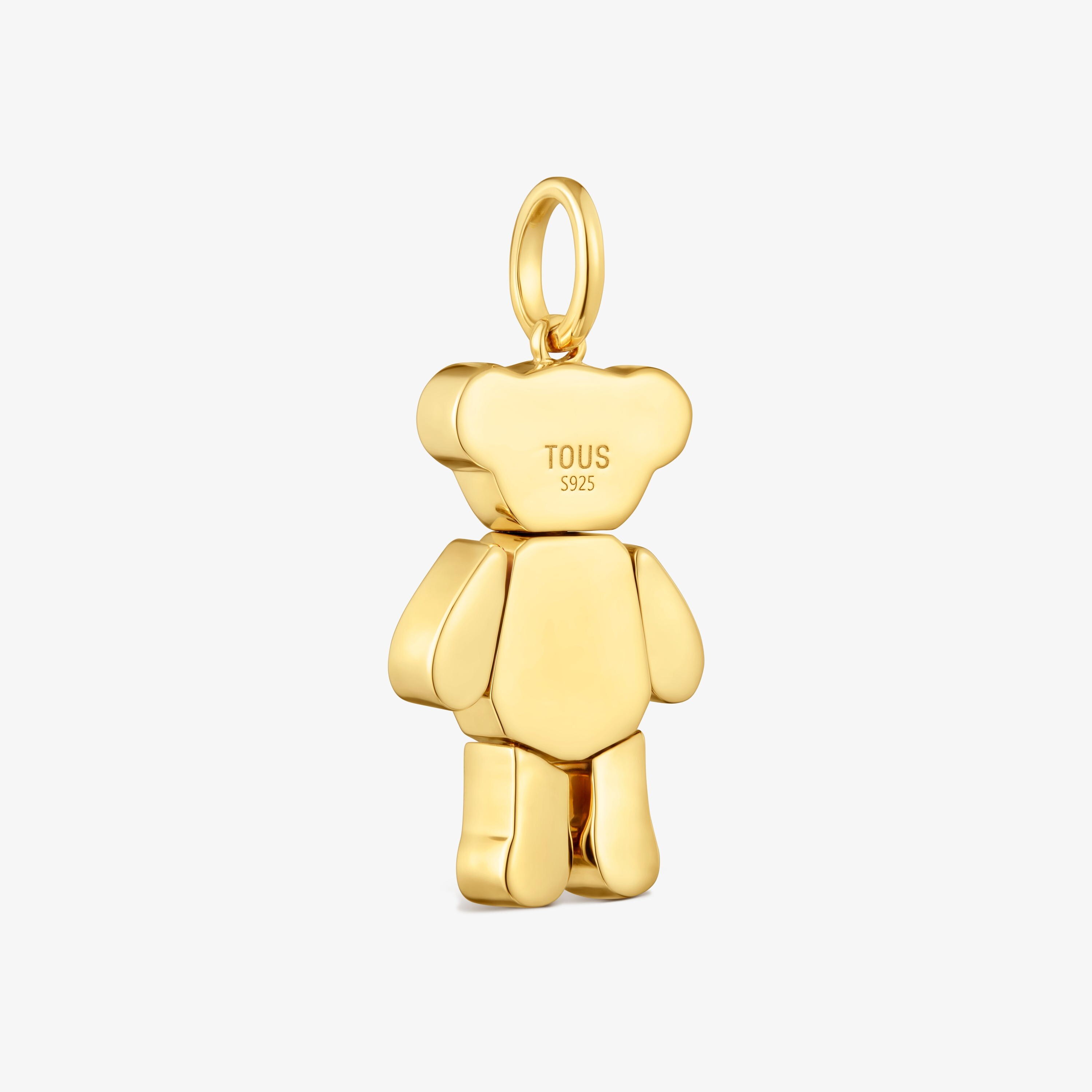 Bear Pendant with 18K gold vermeil and gemstones Teddy Bear