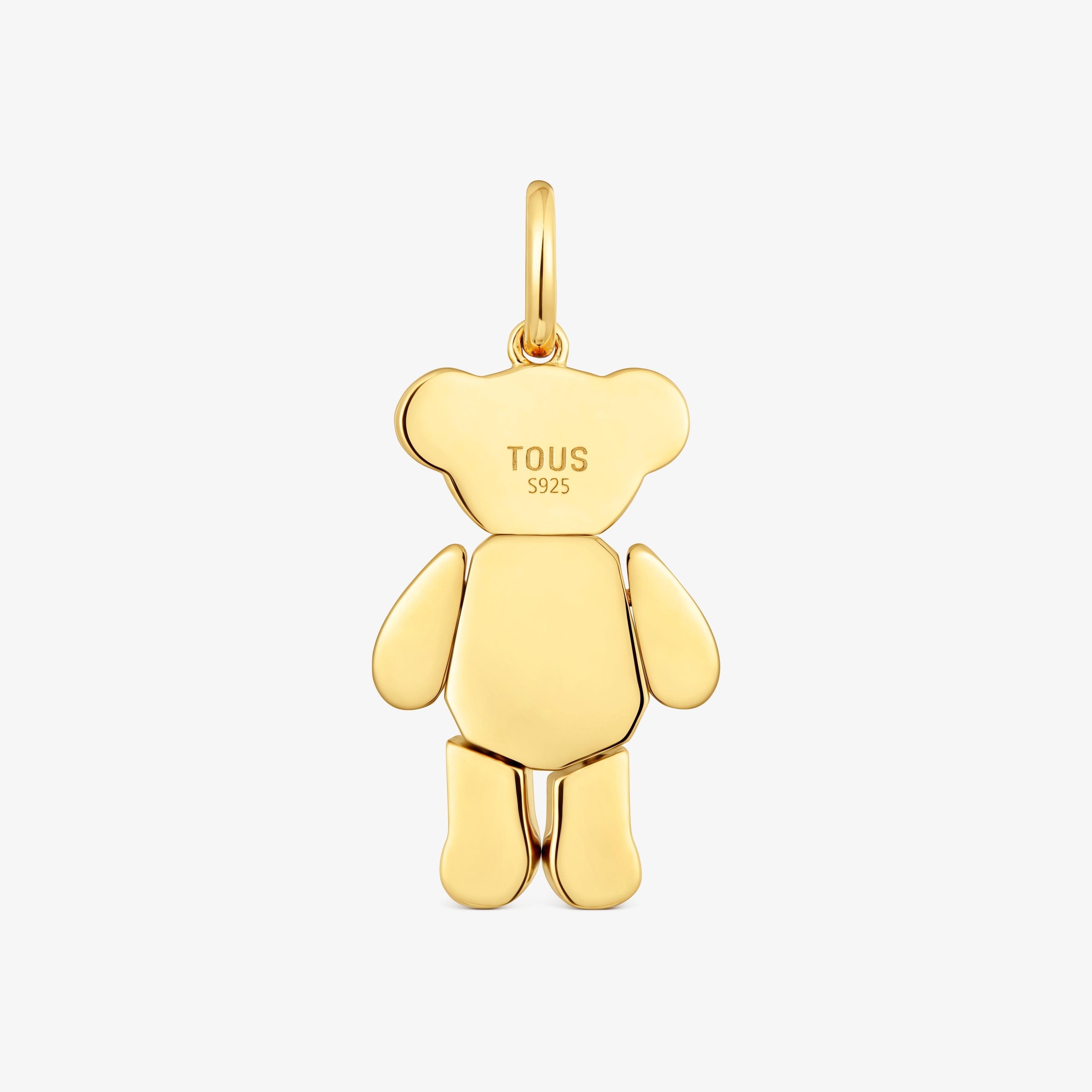 Bear Pendant with 18K gold vermeil and gemstones Teddy Bear