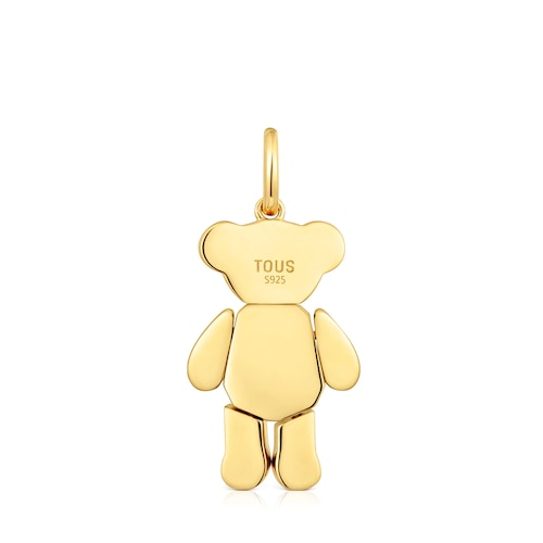 Colgante oso con baño de oro 18 kt sobre plata y gemas Teddy Bear