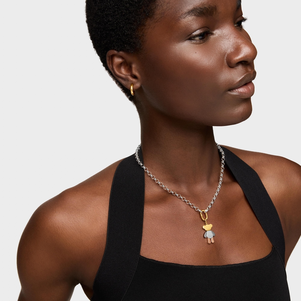 Tricolored silver bear Pendant Teddy Bear