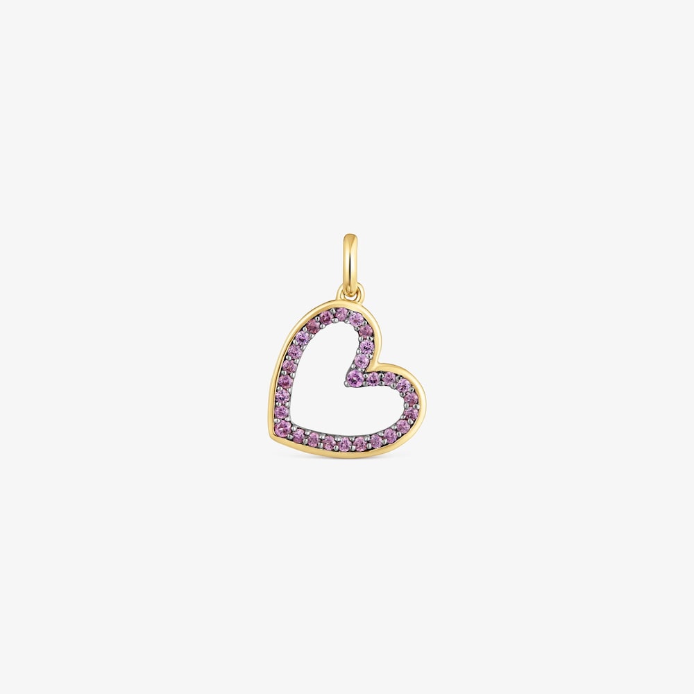 14K solid gold heart Pendant with rhodolite Medallions