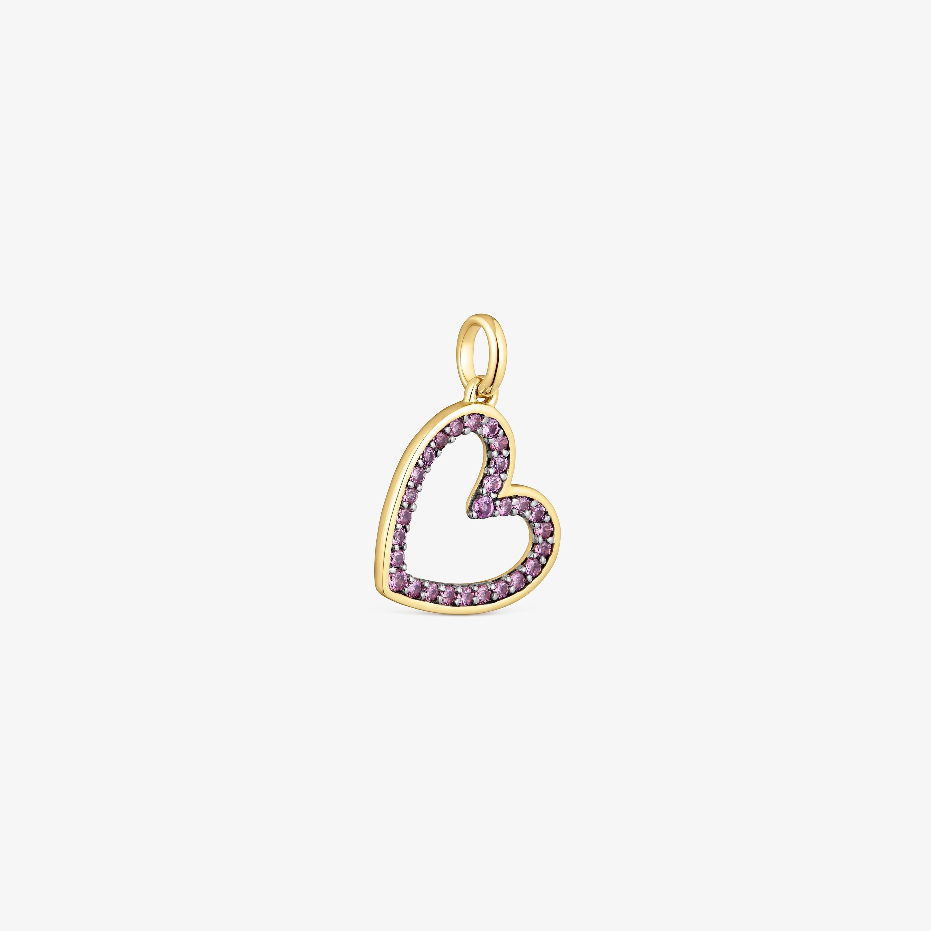 14K solid gold heart Pendant with rhodolite Medallions