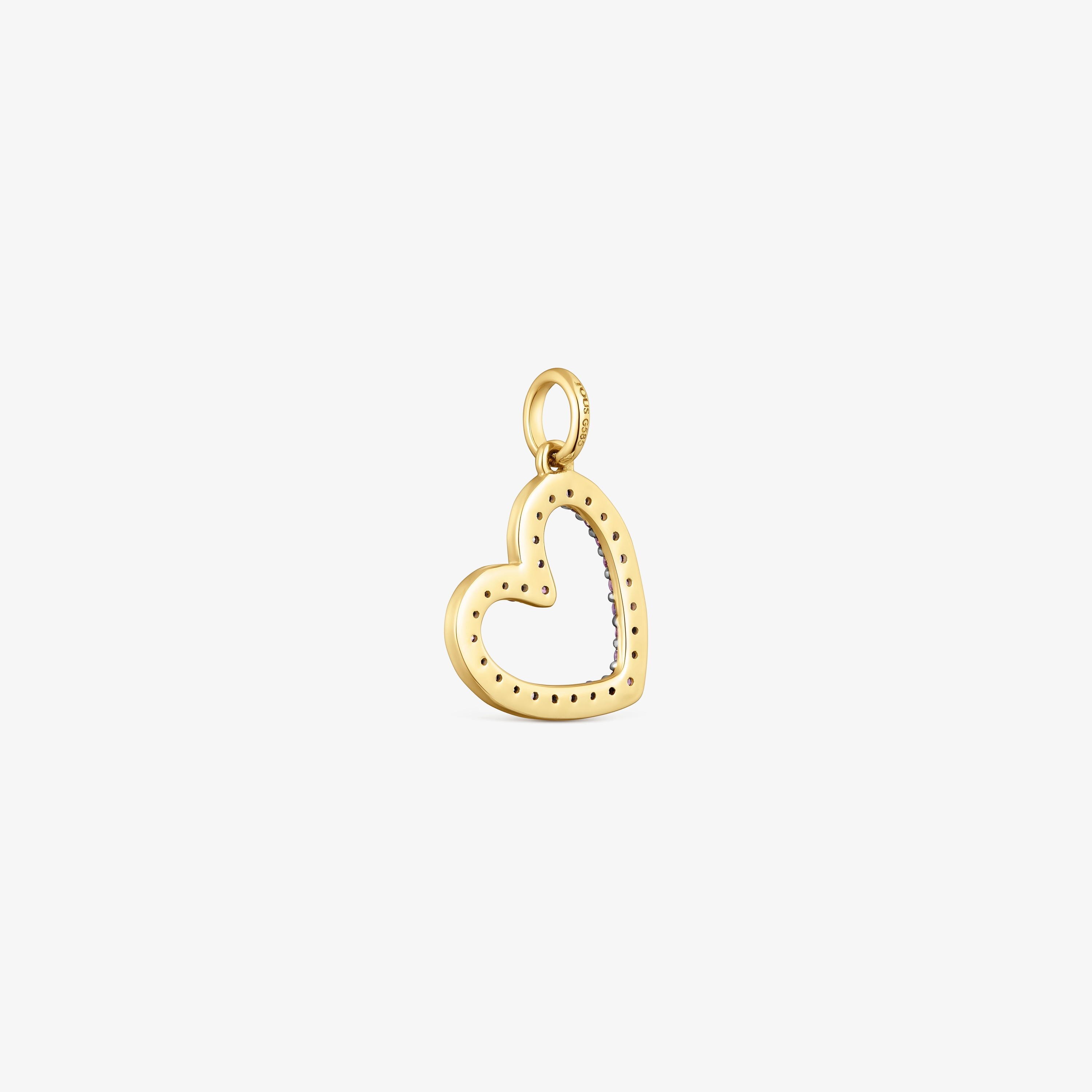 14K solid gold heart Pendant with rhodolite Medallions