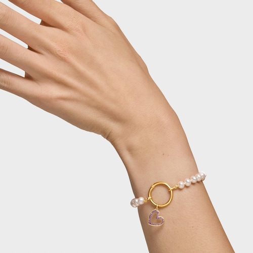 Colgante corazón de oro de 14 kt y rodolita Medallions