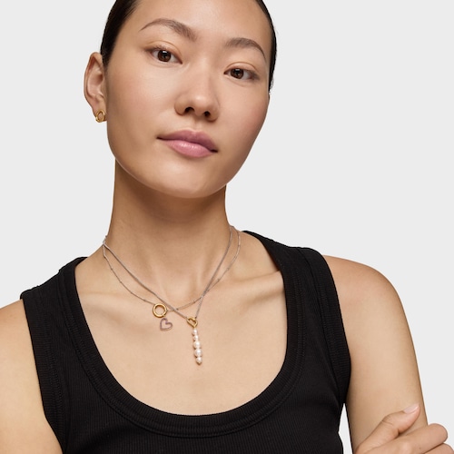 Colgante corazón de oro de 14 kt y rodolita Medallions