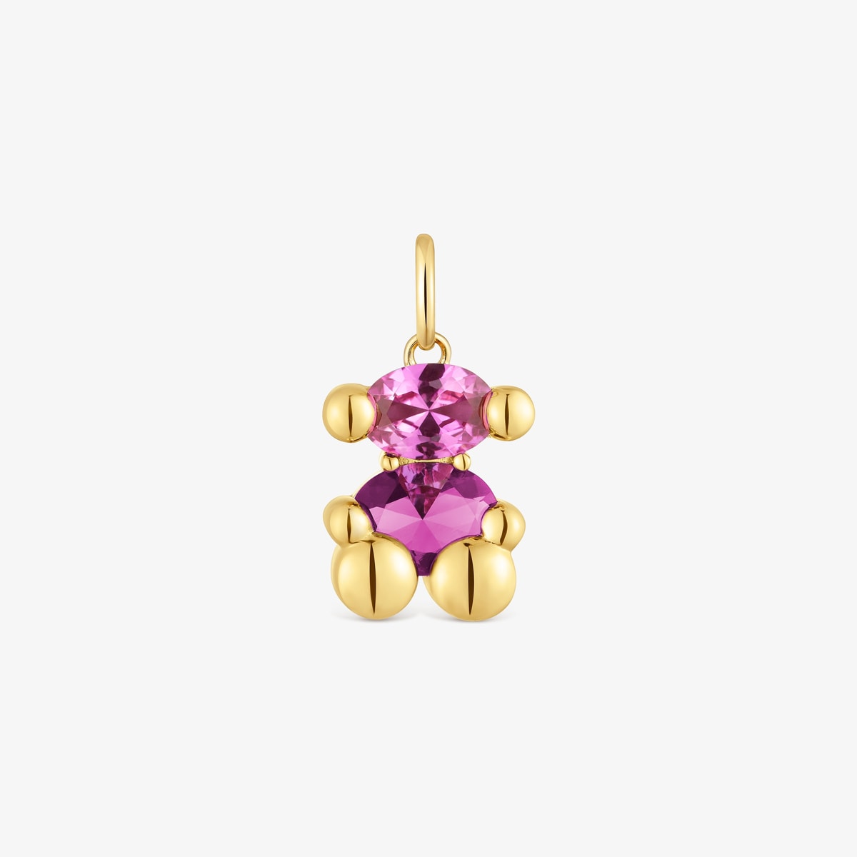 Tous - Colgante Pequeño Motivo Oso Con Baño De Oro 18 Kt Sobre Plata Y Rubí Creada En Laboratorio Color Bear Lgg - Rosa