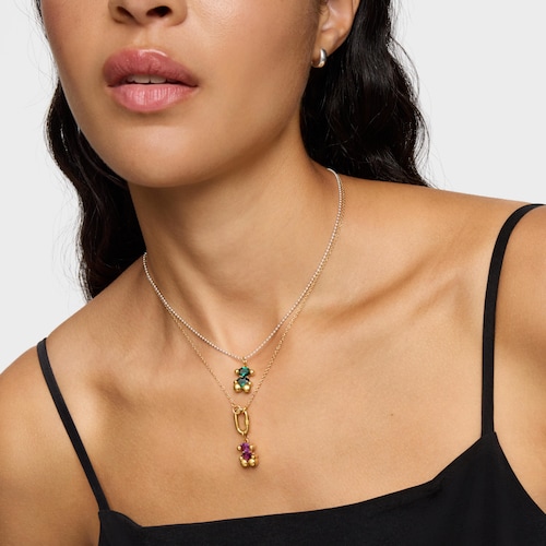 Μικρό μενταγιόν Color Bear LGG με μοτίβο αρκουδάκι με επιχρύσωση 18 καρατίων πάνω σε ασήμι με εργαστηριακά καλλιεργημένο πράσινο σπινέλιο