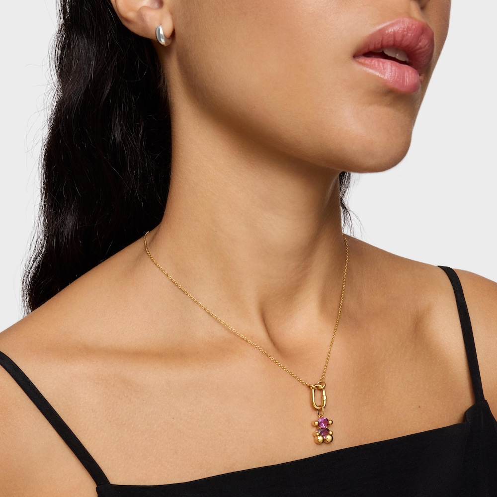 Small 18K gold vermeil bear motif Pendant with lab-grown green spinel Color Bear LGG