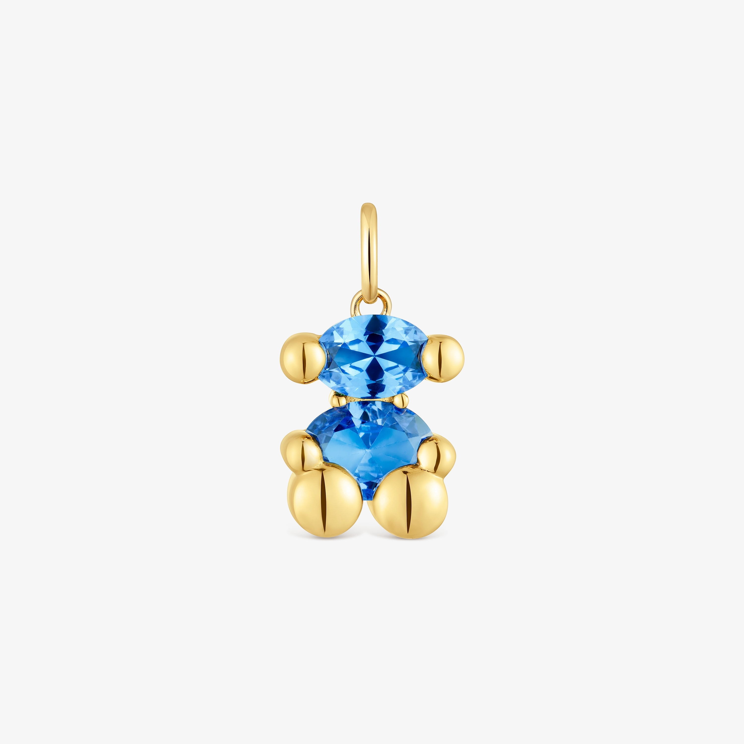 Small 18K gold vermeil bear motif Pendant with lab-grown green