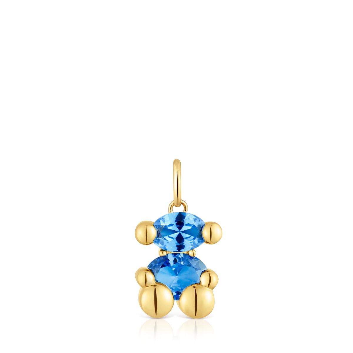 Tous - Colgante Pequeño Motivo Oso Con Baño De Oro 18 Kt Sobre Plata Y Espinela Azul Creada En Laboratorio Color Bear Lgg - Dorado