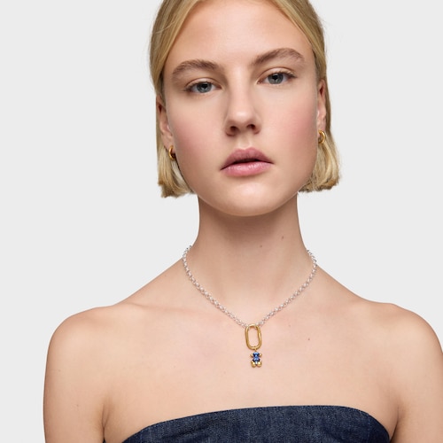 Μικρό μενταγιόν Color Bear LGG με μοτίβο αρκουδάκι με επιχρύσωση 18 καρατίων πάνω σε ασήμι με εργαστηριακά καλλιεργημένο πράσινο σπινέλιο