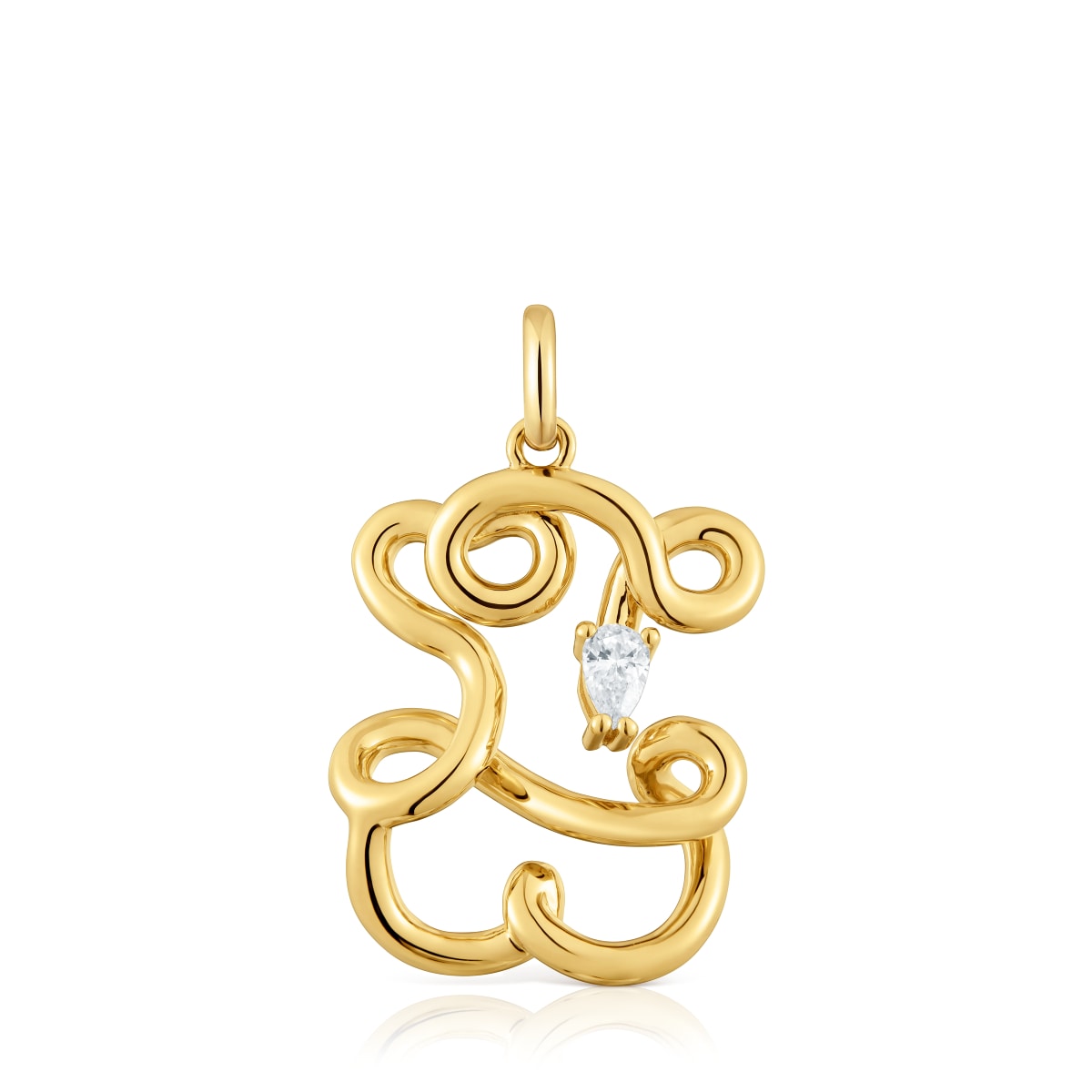 Tous - Colgante Oso Con Baño De Oro 18 Kt Sobre Plata Y Diamantes Creados En Laboratorio 22 Mm Lio Lgd - Transparente