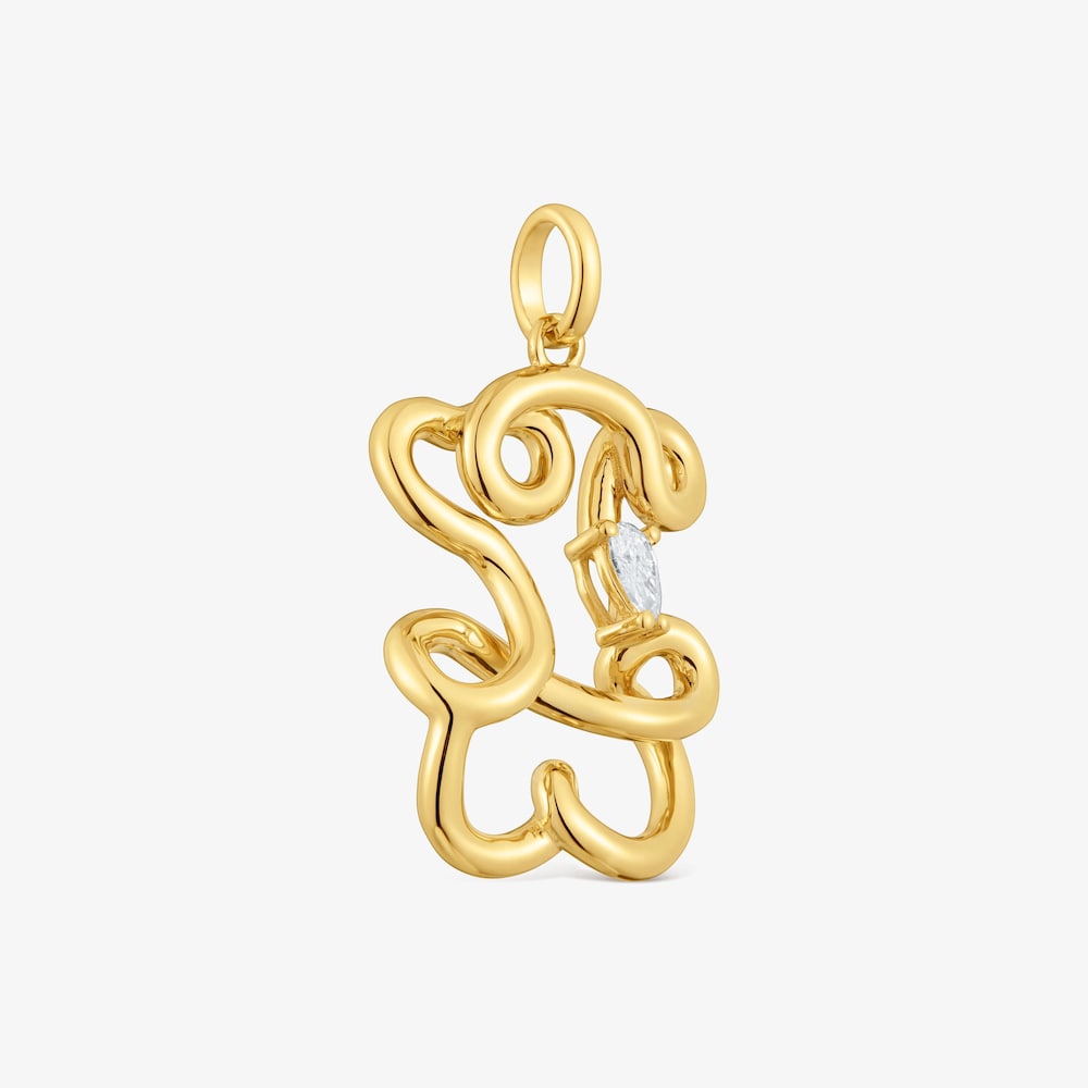 Dije oso con ba&ntilde;o de oro 18&nbsp;kt sobre plata y diamantes creados en laboratorio 22 mm Lio LGD