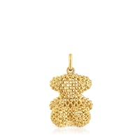 Small textured 14kt gold Bear pendant Bold Bear