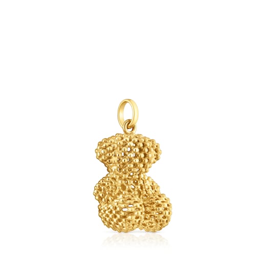 Small textured 14kt gold Bear pendant Bold Bear