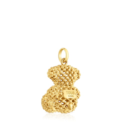 Small textured 14kt gold Bear pendant Bold Bear