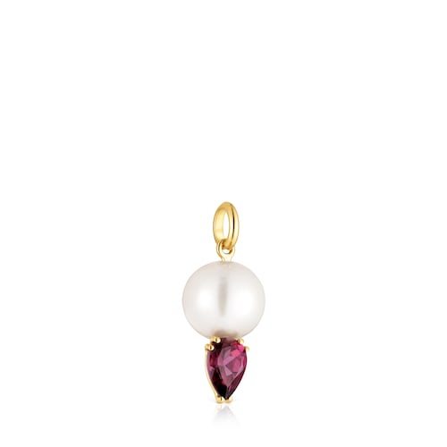 14kt gold, rhodolite and cultured pearl Pendant Ivette