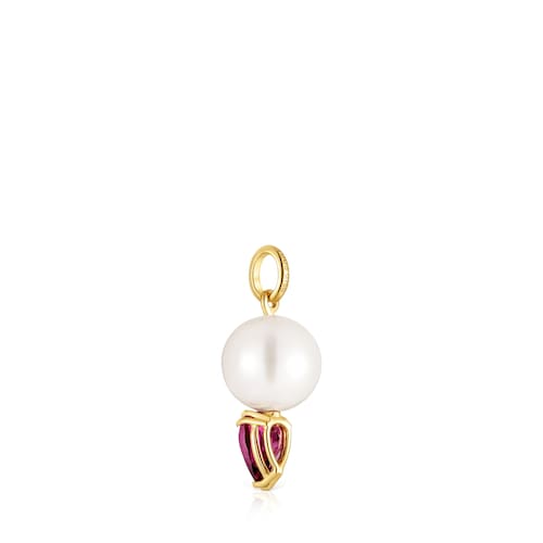 14kt gold, rhodolite and cultured pearl Pendant Ivette