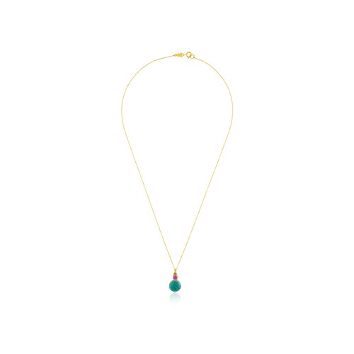 Collar corto de oro 14 kt con amazonita y rubí tratado Ivette