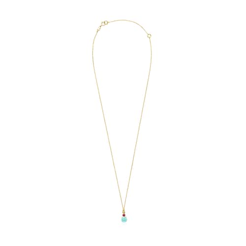 Collar corto de oro 14 kt con amazonita y rubí tratado Mini Ivette
