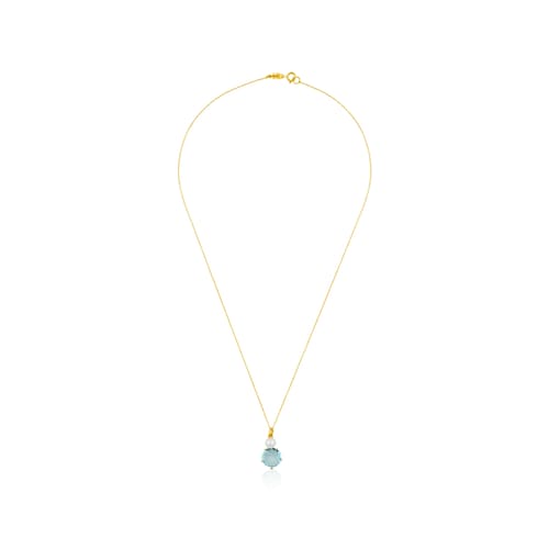 Collar corto de oro 14 kt con topacio y perla cultivada Mini Ivette