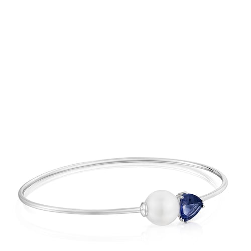 14kt white gold, iolite and cultured pearl Bangle Ivette