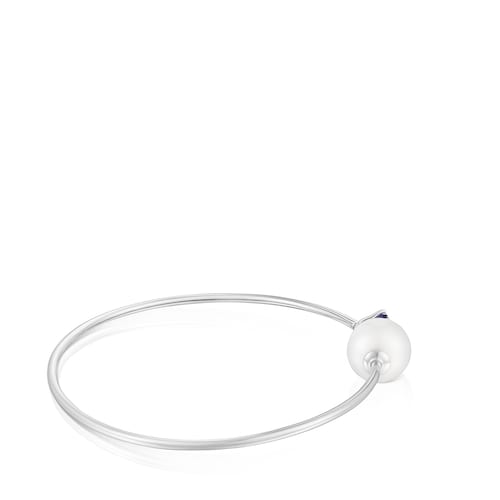 14kt white gold, iolite and cultured pearl Bangle Ivette