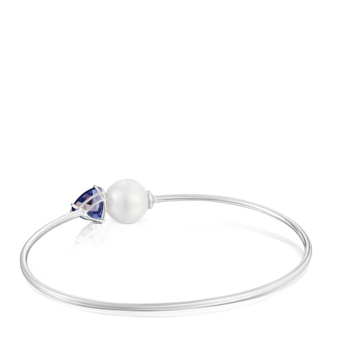 14kt white gold, iolite and cultured pearl Bangle Ivette