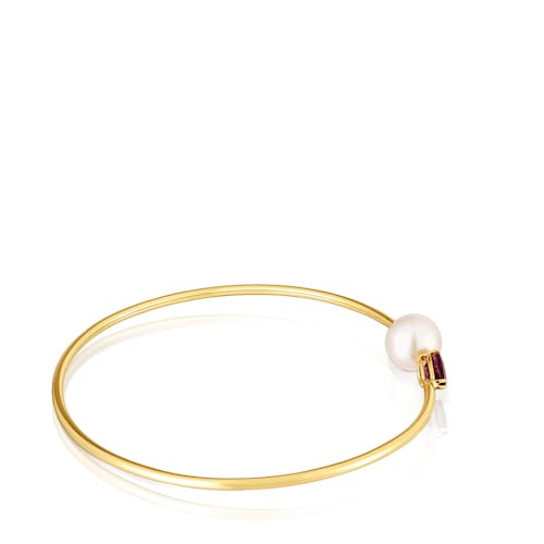14kt gold, rhodolite and cultured pearl Bangle Ivette