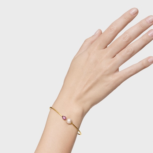 14kt gold, rhodolite and cultured pearl Bangle Ivette