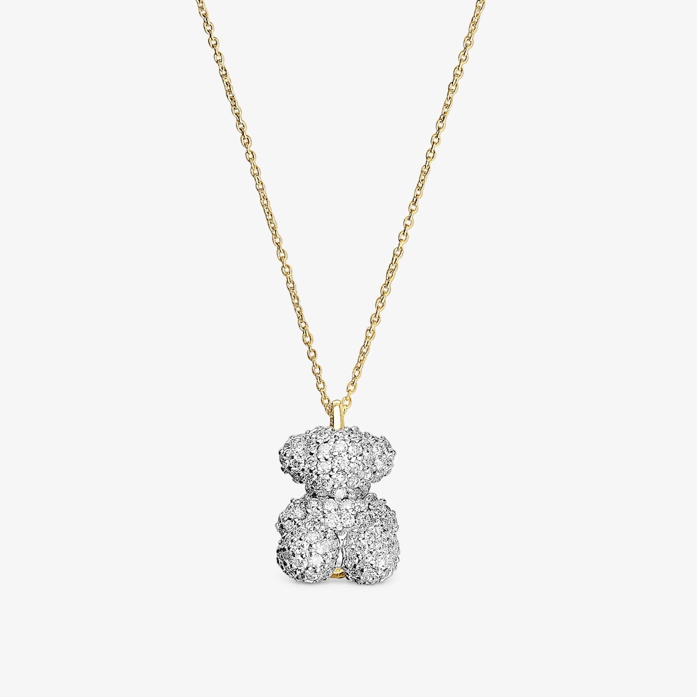 Bear Necklace with diamonds and 14K solid gold Bold Bear