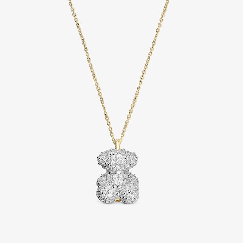 Bear Necklace with diamonds and 14K solid gold Bold Bear