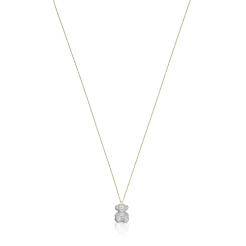 Bear Necklace with diamonds and 14kt gold Bold Bear