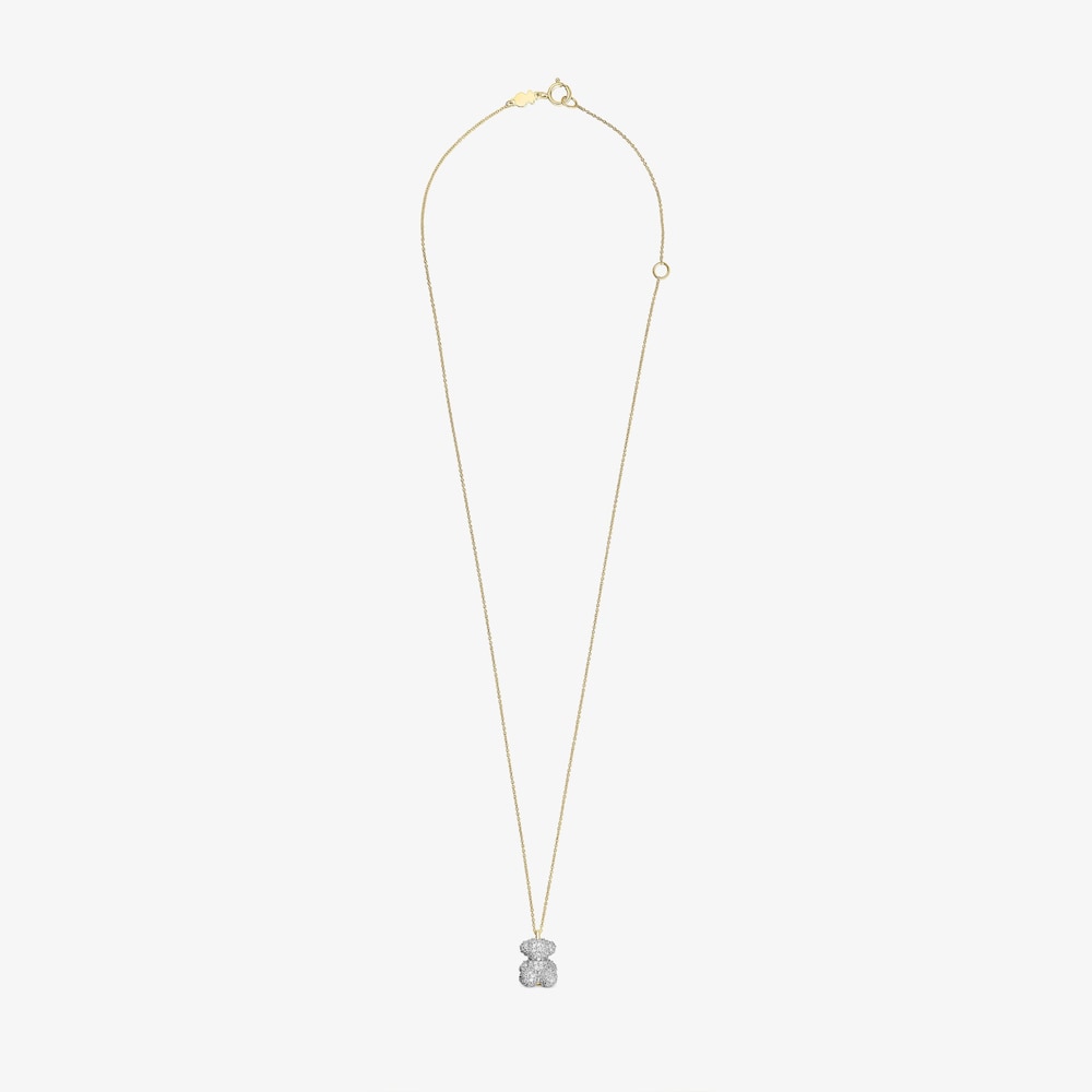 Bear Necklace with diamonds and 14K solid gold Bold Bear