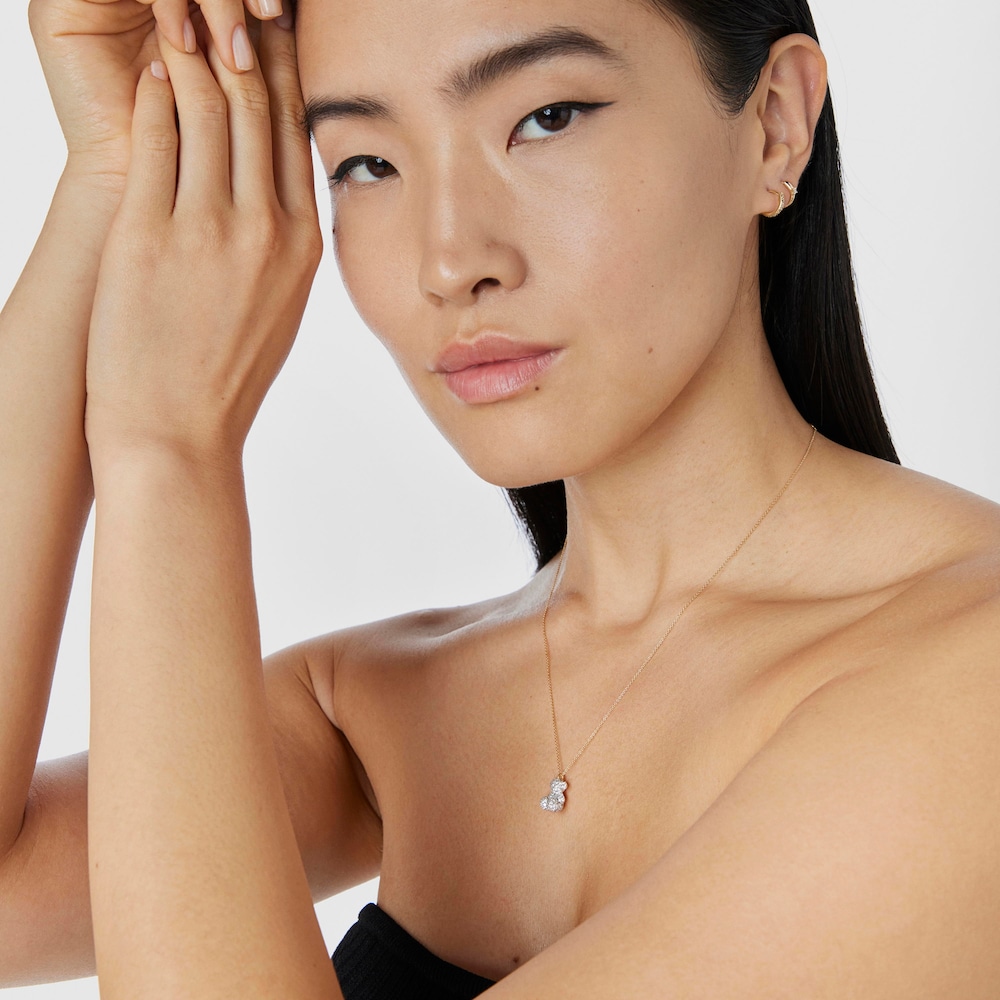 Bear Necklace with diamonds and 14K solid gold Bold Bear